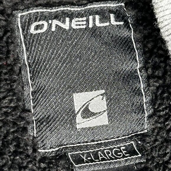O'Neill Hoodie Mens Extra Large Y2K Gray Sherpa Lined Zip Up Jacket Spell Out - Picture 6 of 15